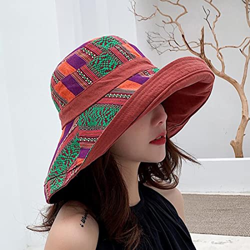 Women Summer Wide Brim Sun Hat Bucket Fishing Hats UV Protection (Medium / Qf001-jiaotang)