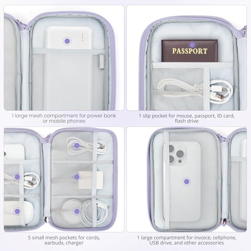Tech Pouch Lightweight Electronics Organizer Travel Case (Gourd Pattern-Purple / L)