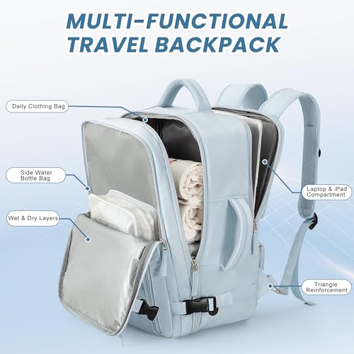 Travel Backpack for Men Women (Light-blue / Large)
