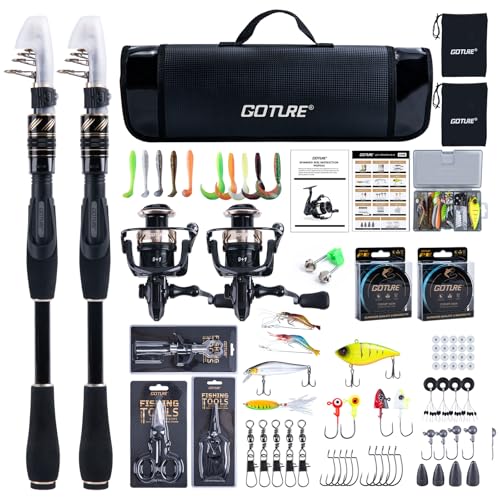 Fishing Rod and Reel Combo (2 Rod & 2 Reel Spinning Fishing Combo - Portable Fishing Rod Bag / 1.8M/6FT - A)