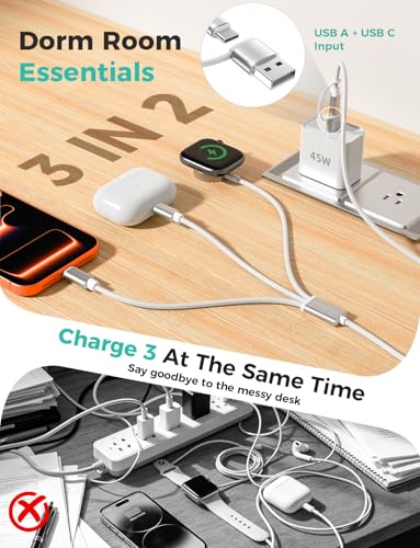 2Pack Travel Essentials for Apple Watch Charger (White / 2pack-4ft)