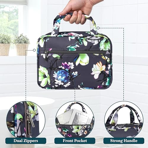 Hanging Toiletry Bag for Women (Floral Grey)
