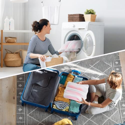 2-in-1 Shoe Dry Bag for Sneaker Dry & Wash, Dual-zone Sneaker Dryer Bag w/Elastic Straps, Door Shoe Laundry Bag for Washer & Dryer, Shoes Cleaning Thickened Mesh Laundry Bag for Home Travel Essentials