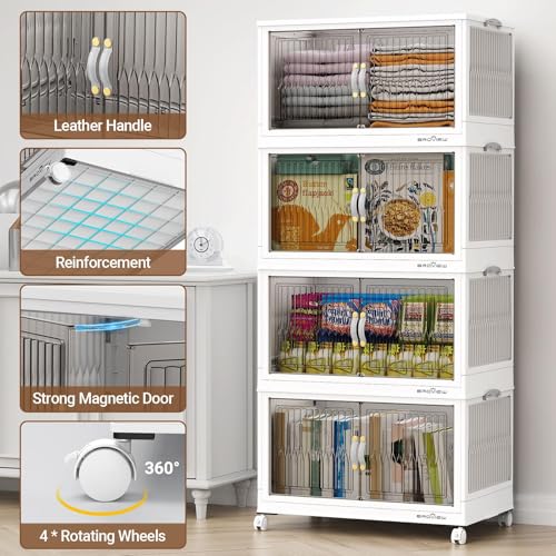 500Qt Stackable Storage Bins with Lid (White / 100QT-5Pack)