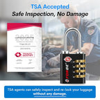 Dual-Opening: Key or Combination Access Lock, TSA Approved Locks for Luggage, Pelican case, Travel, Gym, School, Stainless Steel Shackle. (Black, 4 Pk) (4 Pack / Black)