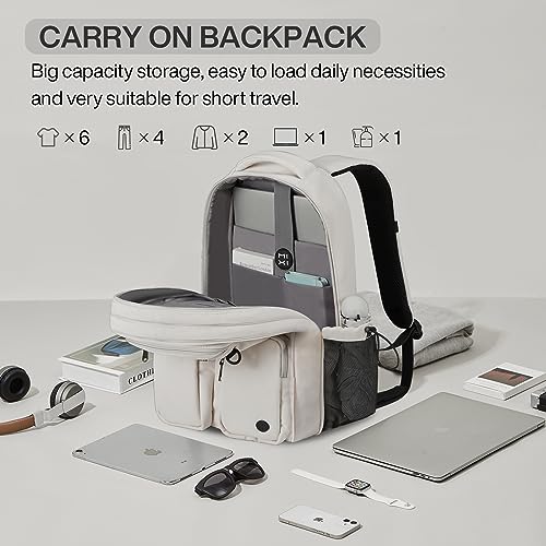 Large Expandable Travel Laptop Backpack (Beige Expandable / 16 inch)
