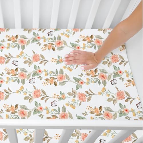 Baby Fitted Crib Sheets (Rose & Foliage / 52X28 Inch)