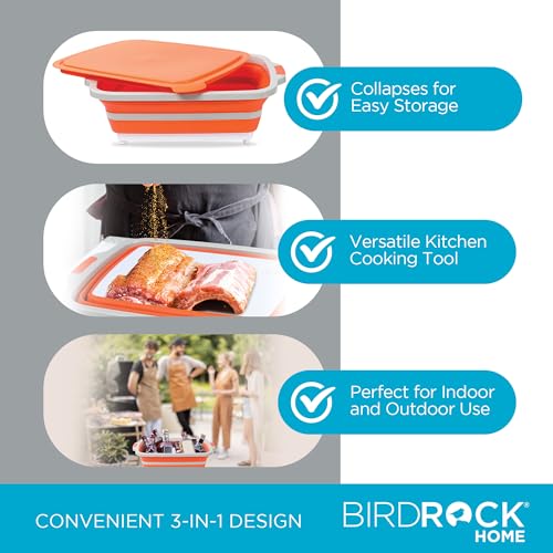 11L Collapsible BBQ Prep Tub with Lid (Orange / Large)