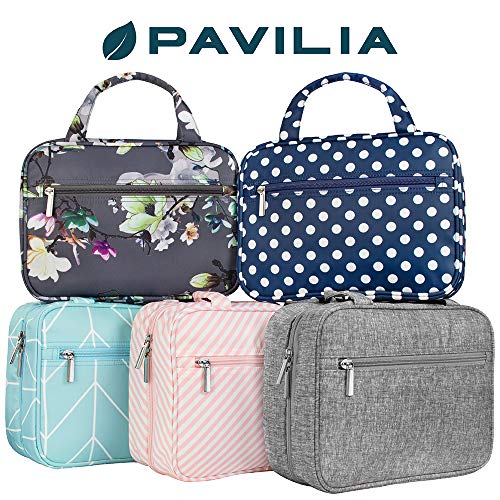 Hanging Toiletry Bag for Women (Navy Polka Dot)