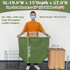Canvas Laundry Bags with Handles & Rectangular Base (Army Green XL | Rectangular Base / 19.6"Wx15"Depthx27.6"H)