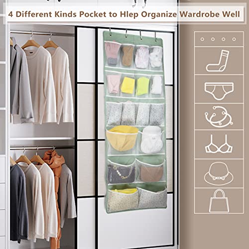 18 Pockets Over the Door Organizer with 4 Kind Pockets (Large-Green: Pack of 1)