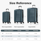 Lightweight Luggage with TSA Lock (3 Piece Set (20in/24in/28in) / Teal Blue)