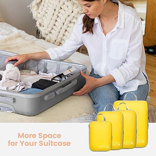 Compression Packing Cubes for Travel (01 Yellow / 4-Piece Set)