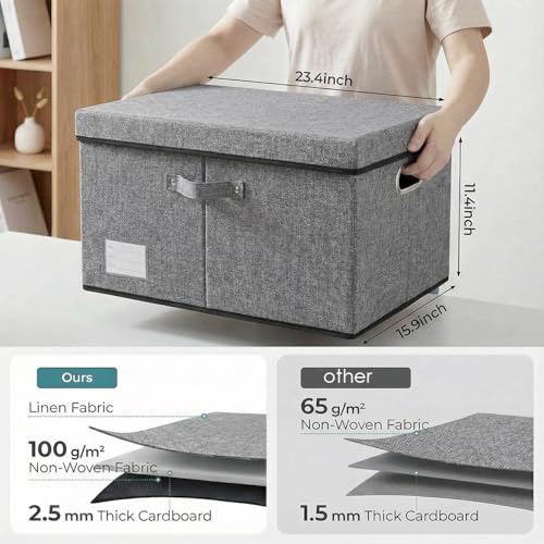 Storage Bins with Lids [3 (Gray / XL(3-Pack))