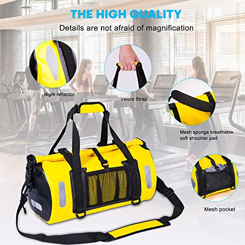 Waterproof Bag Duffel Bag 20L 30L 40L with Welded Seams Shoulder Straps (Yellow / 30L)