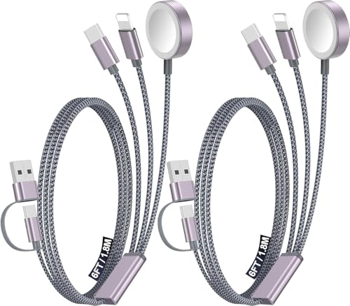 2Pack Travel Essentials for Apple Watch Charger (Gray / 2Pack-6 FT)
