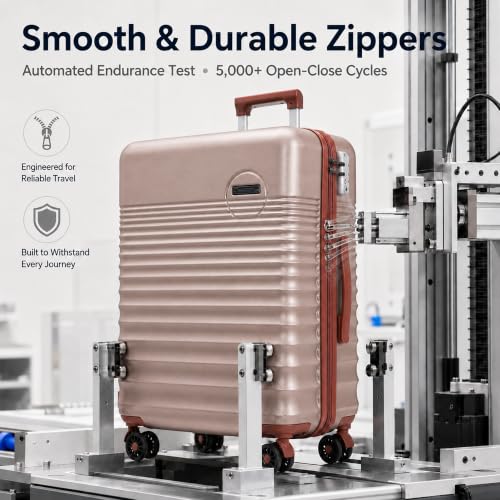 Carry On Luggage 22x14x9 Airline Approved Suitcase with Wheels (Champagne Gold / 3 Piece Sets (20/BP/TB))