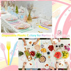 360 Pieces Pastel Plastic Cutlery Set (Macaron Color)