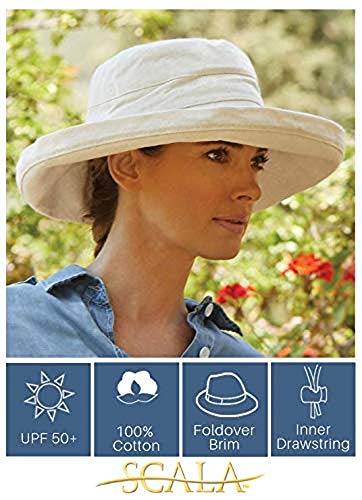 Women's Cotton Hat with Inner Drawstring and Upf 50+ Rating (One Size / Olive)