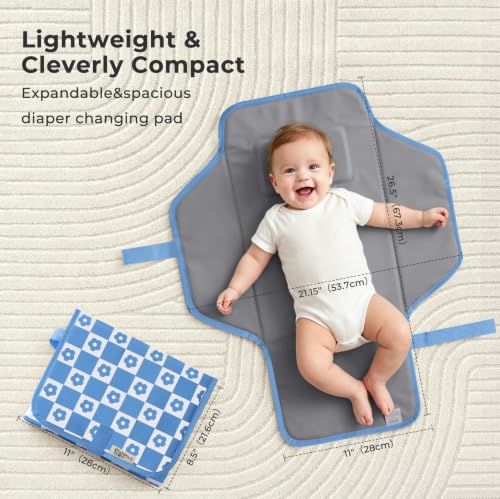 Portable Changing Pad (Blue Checkers&Flowers)