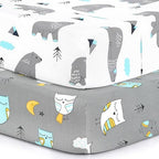 Baby Fitted Crib Sheets (Owl Bear / 52X28 Inch)