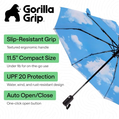 Compact Travel Size Umbrella for Rain (Sky Blue Clouds)
