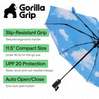 Compact Travel Size Umbrella for Rain (Sky Blue Clouds)