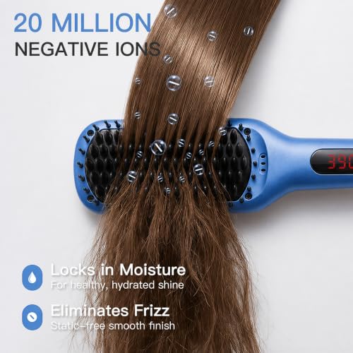 Ceramic Ionic Hair Straightener Brush (Gentian Blue)