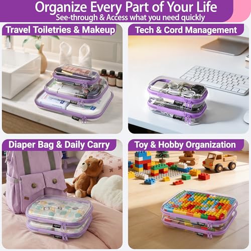Clear Hard Shell Zipper Cases (Purple / 4 Pack(S))