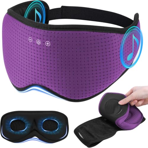 Sleep Mask with Bluetooth 5.4 Headphones (Purple)