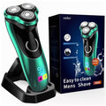 Electric Razor for Men Cordless Rotary Shaver Wet Dry with Trimmer (Green)