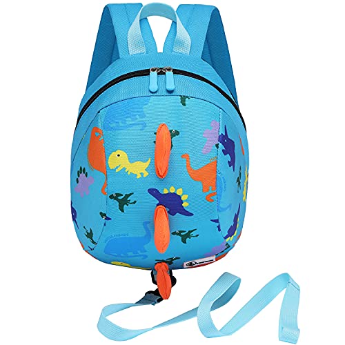 Toddler Mini Dinosaur Backpack with Child Leash (Sky Blue)