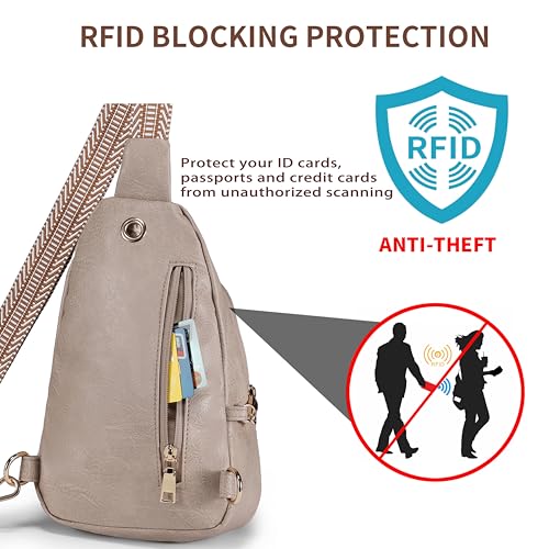 Crossbody Bags for Women Anti Theft Small Sling Handbag with Zipper Lock Vegan Leather RFID Blocking Chest Pure (Grey)