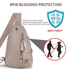 Crossbody Bags for Women Anti Theft Small Sling Handbag with Zipper Lock Vegan Leather RFID Blocking Chest Pure (Grey)