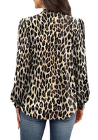 Long Sleeve Shirts for Women Business Casual Fall Outfits for Women 2026 Mock Neck Womens Early Fall Tops 2026 Fashion Clothing Work Blouses Fall Clothes Plus Size Clothes Leopard Print XL (02 - Leopard Print / X-Large)