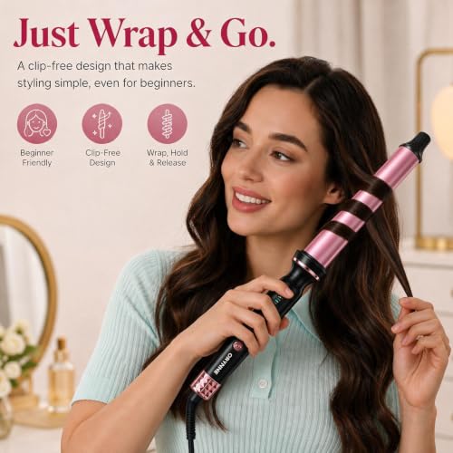 1.5 Inch Curling Wand for Loose Beach Waves (1.5" Pink&Black)