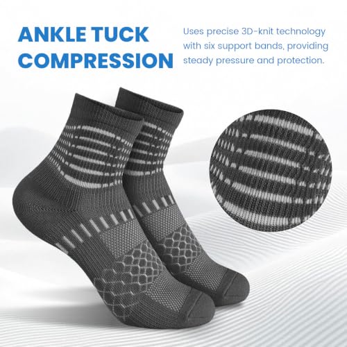Ankle Compression Socks Women Men Plantar Fasciitis Relief 3 Pairs (Small / Black+white+d Grey(5 Pairs))