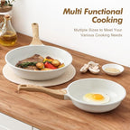 Ceramic Nonstick Frying Pan Skillets (White / 9.5+11 Inch)
