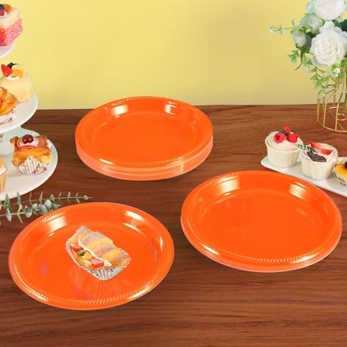 50 Pcs Orange Plastic Plates (Orange / 50 Pcs)