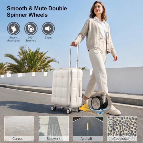 20 Inch Expandable Carry On Luggage Airline Approved (20 inch / Cream)