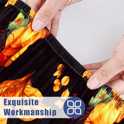 2 Pack Rectangle Spandex 6FT Elastic Fitted Thanksgiving Tablecloth (Rust & Black / 72" x 30" (Rectangular))