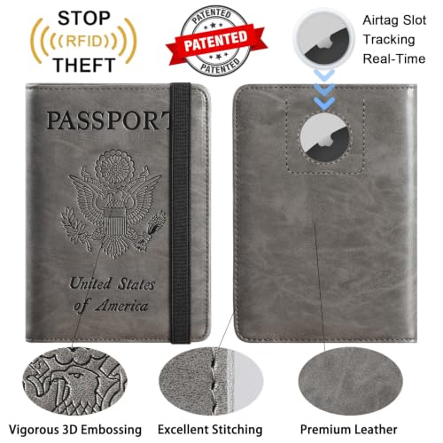 Airtag Passport Holder (119#Grey)