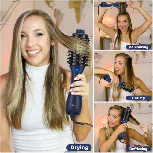 One Step Hair Dryer Brush and Styler Volumizer (Prussian Blue / 2.3" Oval Barrel)