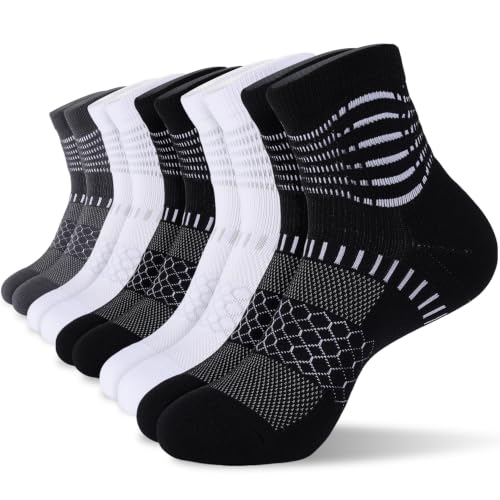 Ankle Compression Socks Women Men Plantar Fasciitis Relief 3 Pairs (Small / Black+white+d Grey(5 Pairs))