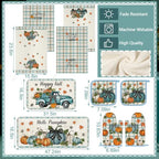 10 Pcs Fall Thanksgiving Pumpkin Kitchen Decor Set (Light Blue / Classic Pumpkins)