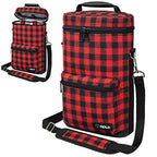 Insulated 2 Bottle Wine Bag Tote Leakproof Carrier Cooler Plaid Red (Buffalo Plaid Red / One Size)