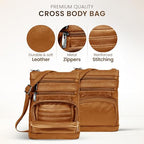 leather Crossbody Purses for Women (X-Large / Light Brown)