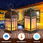 18" Solar Lanterns Outdoor Waterproof Flickering Flame Bronze (Antique Bronze)