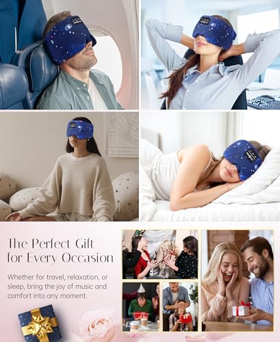 Sleep Mask Stary Bluetooth Headphones for Sleeping Side Sleeper (Blue)