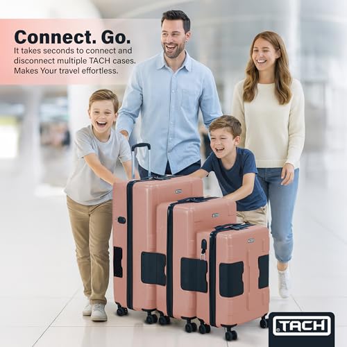 Patented Connecting Hard Shell 3 Piece Luggage Set (Pink / 3-Piece Set)